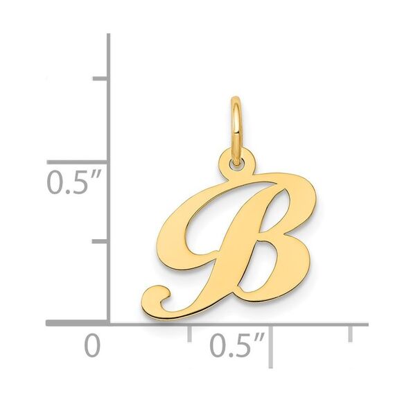 Kazi Luxury 14k Yellow Gold Small Fancy Script Letter B Initial Charm - Picture 4 of 4